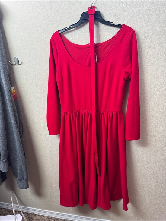 Vixen by Micheline Pitt Dresses & Skirts - Vixen by Micheline Pitt Red Long Sleeve Fit-and-Flare Dress